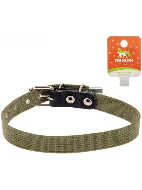 Ошейник брезентовый однослойный, 57 х 2,5 см, ОШ 35-45 см, хаки