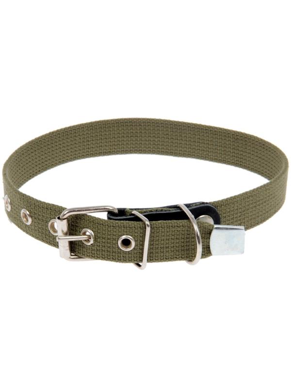 Ошейник брезентовый однослойный, 57 х 2,5 см, ОШ 35-45 см, хаки