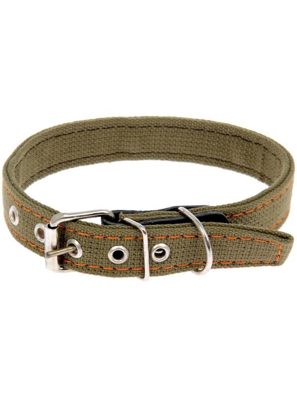 Ошейник брезентовый двухслойный, 54 х 2,5 см, ОШ 35-45 см, хаки
