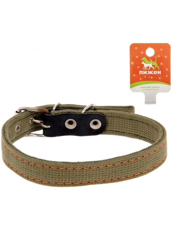 Ошейник брезентовый двухслойный, 54 х 2,5 см, ОШ 35-45 см, хаки