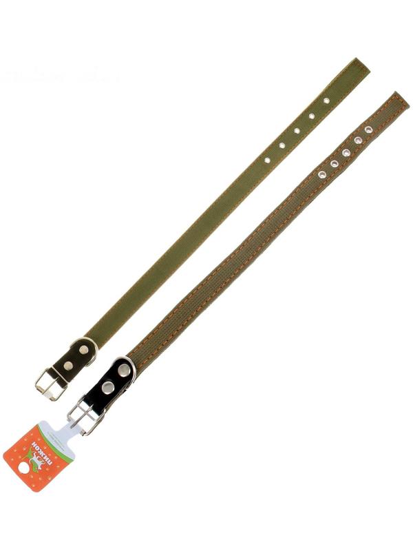 Ошейник брезентовый двухслойный, 72 х 3,6 см, ОШ 45-60 см, хаки