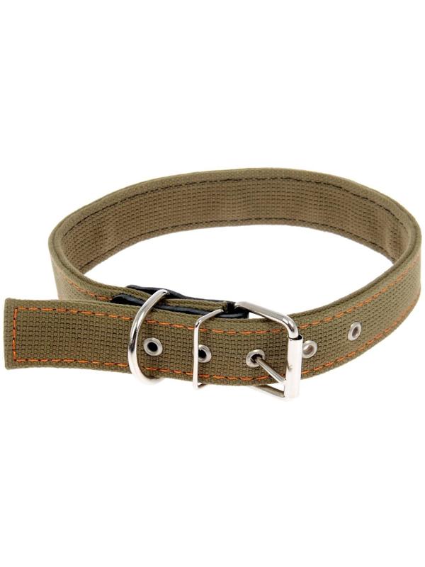 Ошейник брезентовый двухслойный, 72 х 3,6 см, ОШ 45-60 см, хаки