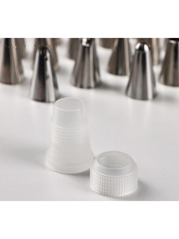 Набор насадок кондитерских, d=1,7 см, 26 шт, адаптер, кондитерский гвоздь, в кейсе