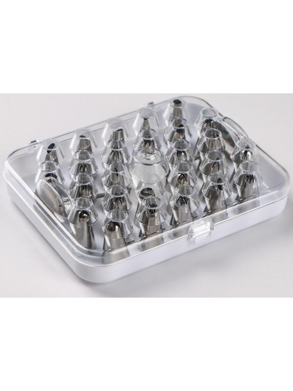 Набор насадок кондитерских, d=1,7 см, 26 шт, адаптер, кондитерский гвоздь, в кейсе