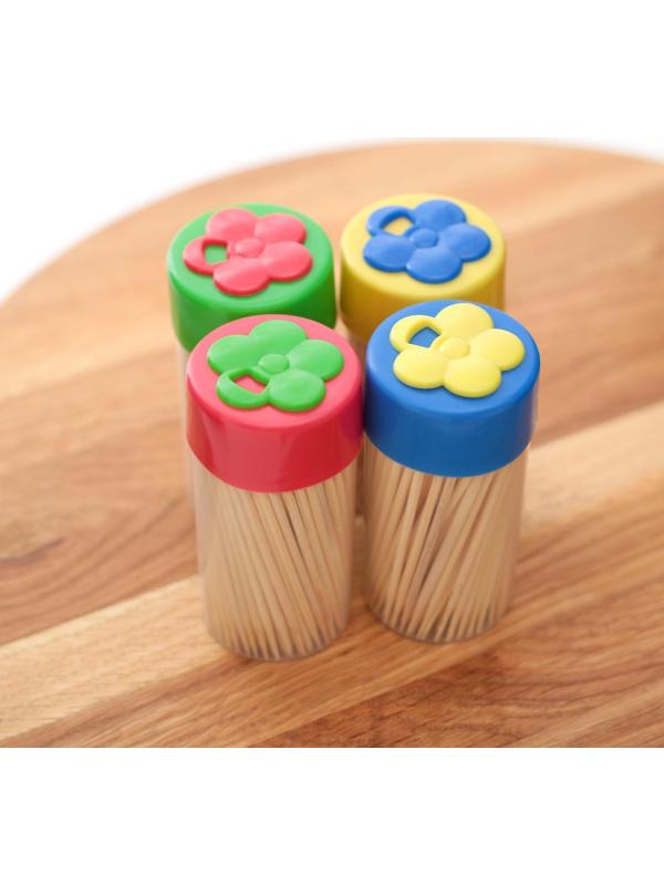 Зубочистки «Цветок», 150 шт, цвет МИКС