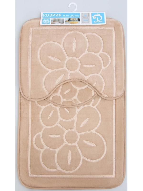 Набор ковриков для ванной и туалета Доляна, 3 шт: 36×43, 40×50, 50×80 см, цвет бежевый