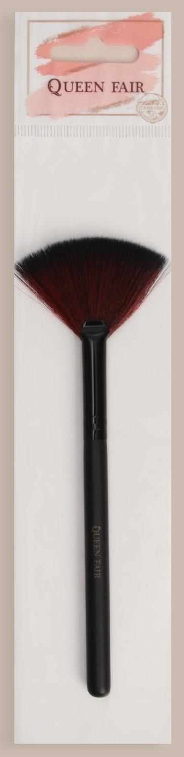 Кисть для макияжа, веерная, 16,5 см, цвет чёрный