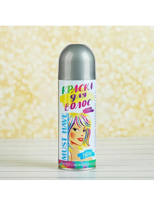 Краска - спрей для волос, 250 мл, цвет серебряный