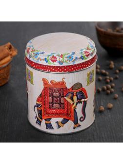 Банка для сыпучих «Индийский слон», 800 мл, 9,9×11 см, круглая, рисунок МИКС