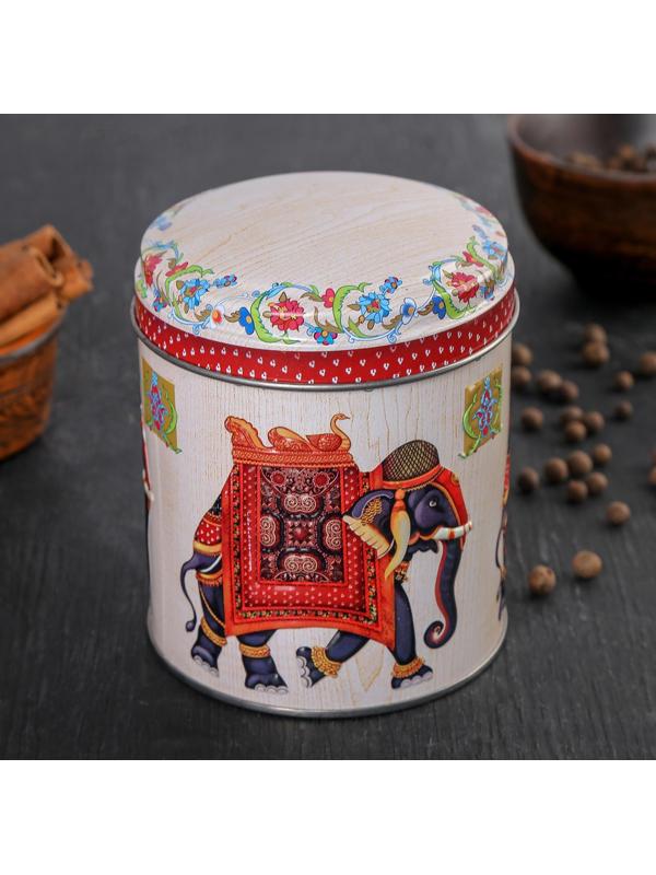 Банка для сыпучих «Индийский слон», 800 мл, 9,9×11 см, круглая, рисунок МИКС