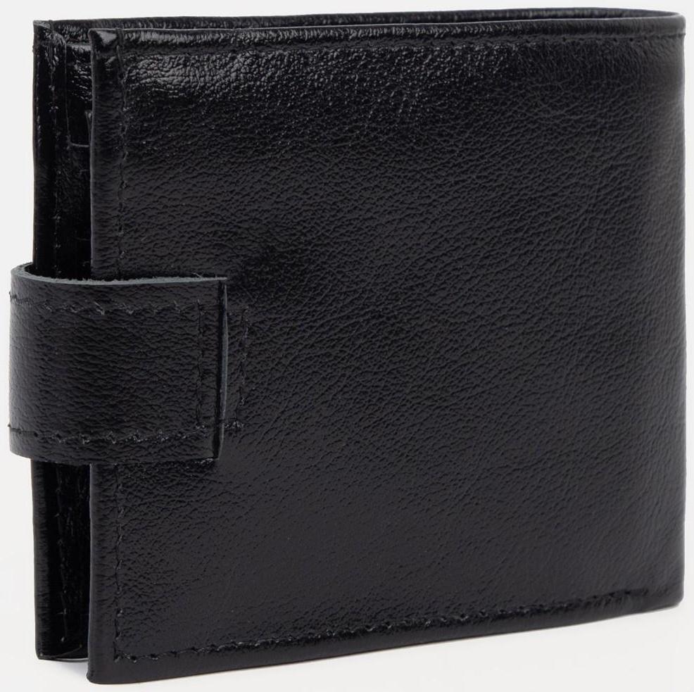 Портмоне на кнопке, для купюр, для карт, для монет, цвет чёрный