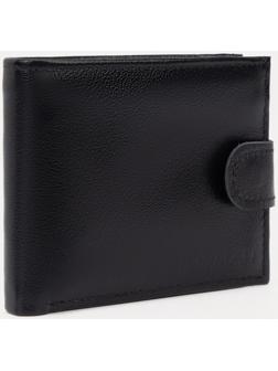 Портмоне на кнопке, для купюр, для карт, для монет, цвет чёрный