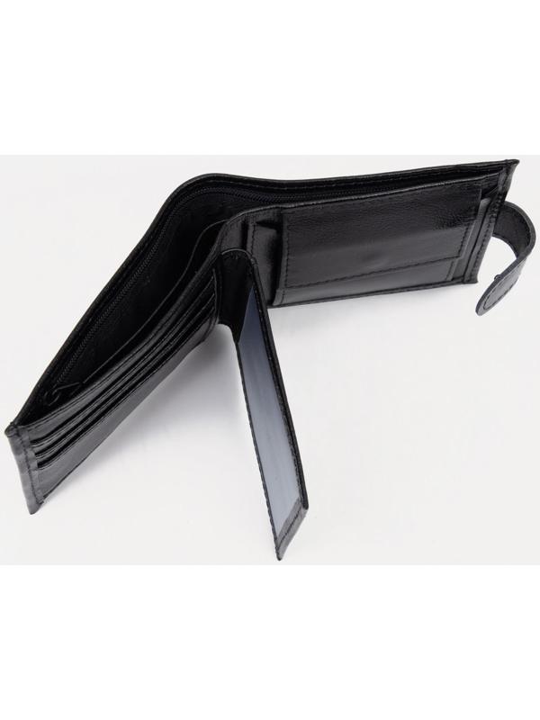 Портмоне на кнопке, для купюр, для карт, для монет, цвет чёрный