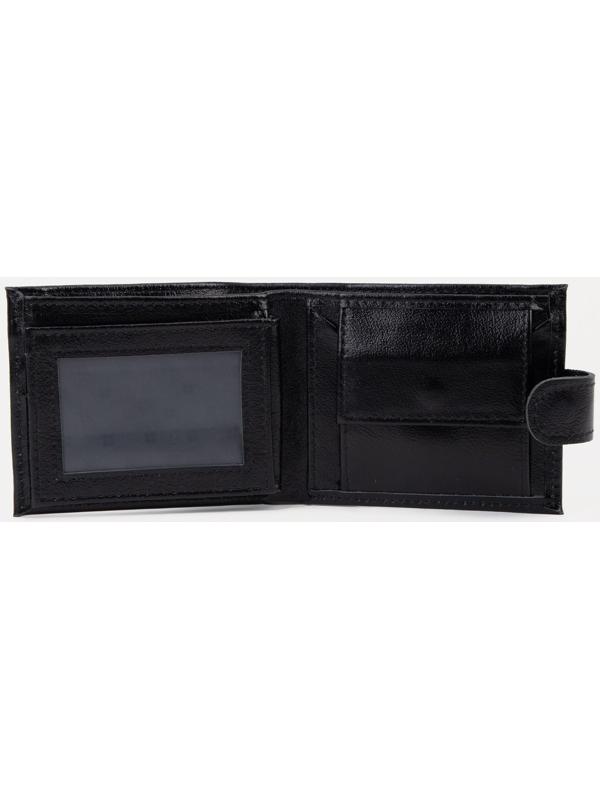 Портмоне на кнопке, для купюр, для карт, для монет, цвет чёрный