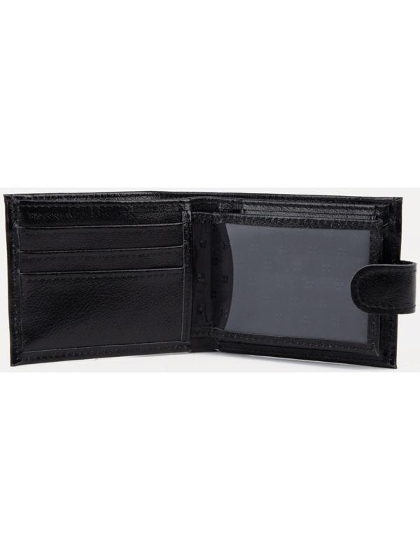 Портмоне на кнопке, для купюр, для карт, для монет, цвет чёрный