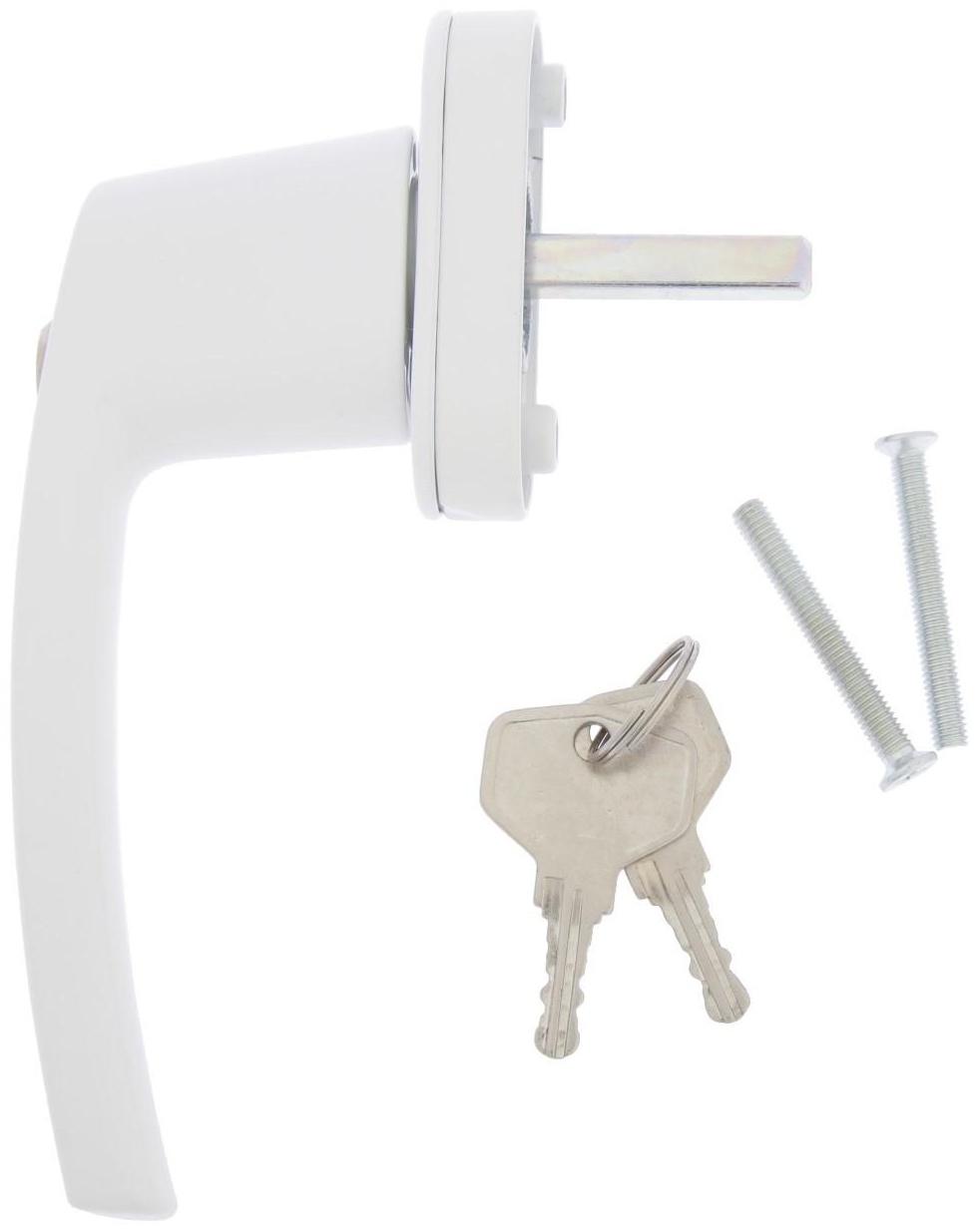 Ручка оконная ТУНДРА с замком 35 мм, металлическая, белая