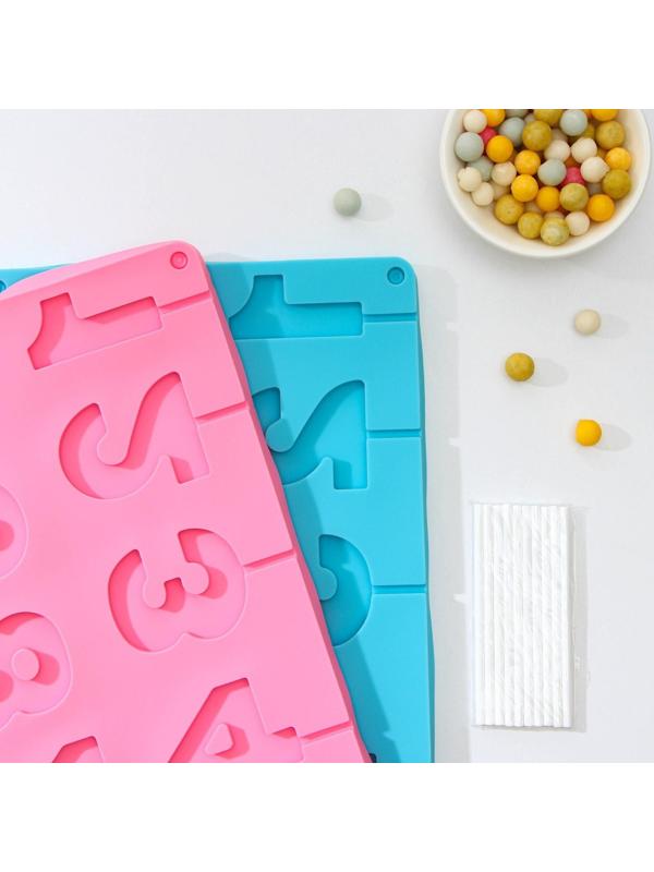 Форма для леденцов Доляна «Арифметика», 29×17 см, 10 ячеек, с палочками, цвет МИКС