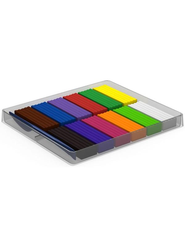 Пластилин 12 цветов, 216 г, ErichKrause, с алоэ вера, со стеком, индивидуальная упаковка брусков, в картонной упаковке