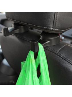 Вешалка-крючок на подголовник, набор 2 шт, чёрный