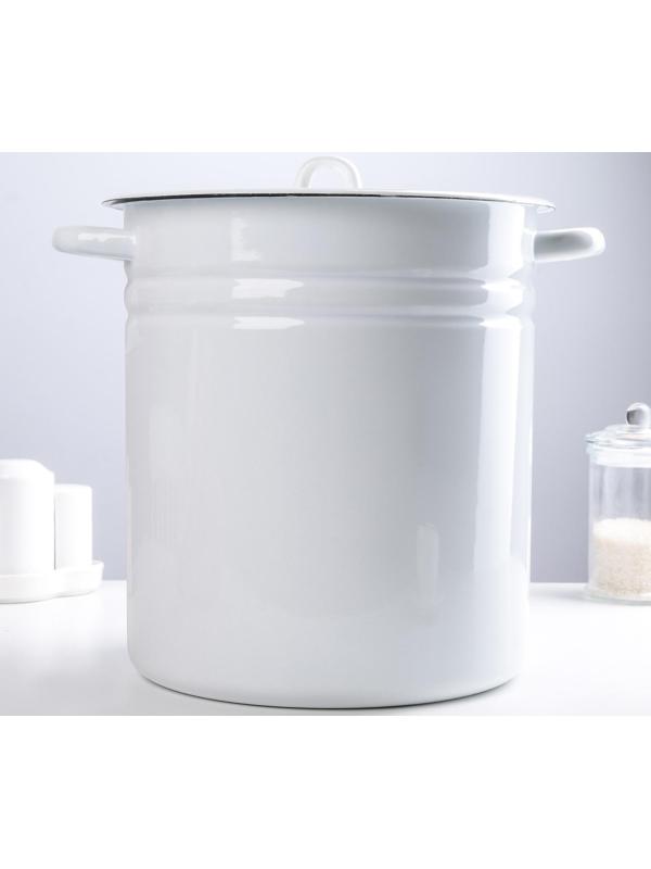 Кастрюля цилиндрическая, 12 л, металлическая крышка, индукция, цвет белый