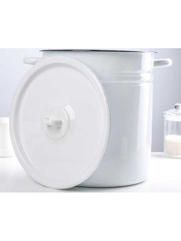 Кастрюля цилиндрическая, 12 л, металлическая крышка, индукция, цвет белый