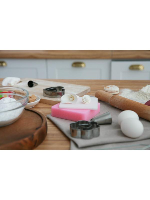 Набор матов для моделирования и сушки цветов из мастики, 2 шт, 9,5×9,5×1,5 см, цвет белый, розовый