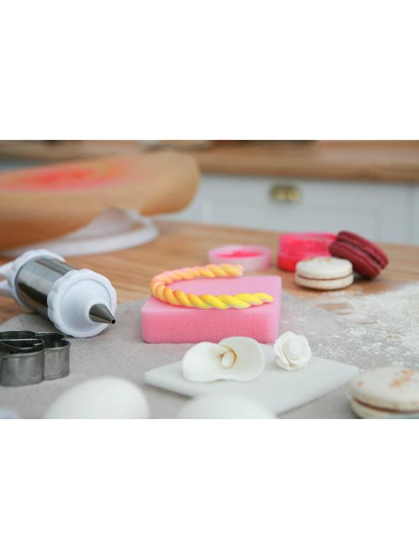 Набор матов для моделирования и сушки цветов из мастики, 2 шт, 9,5×9,5×1,5 см, цвет белый, розовый