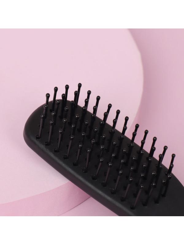 Расчёска-мини массажная, 3,5 × 13,2 см, цвет чёрный