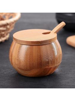 Сахарница «Полосы», 130 мл, 8,5×7 см, с ложкой