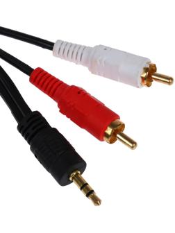 Кабель-переходник аудио LuazON KDGN-013, Jack 3.5 (m) - 2xRCA (m), 1.5 м,  черный