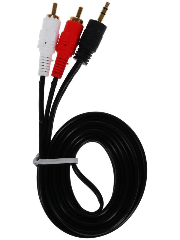Кабель-переходник аудио LuazON KDGN-013, Jack 3.5 (m) - 2xRCA (m), 1.5 м,  черный