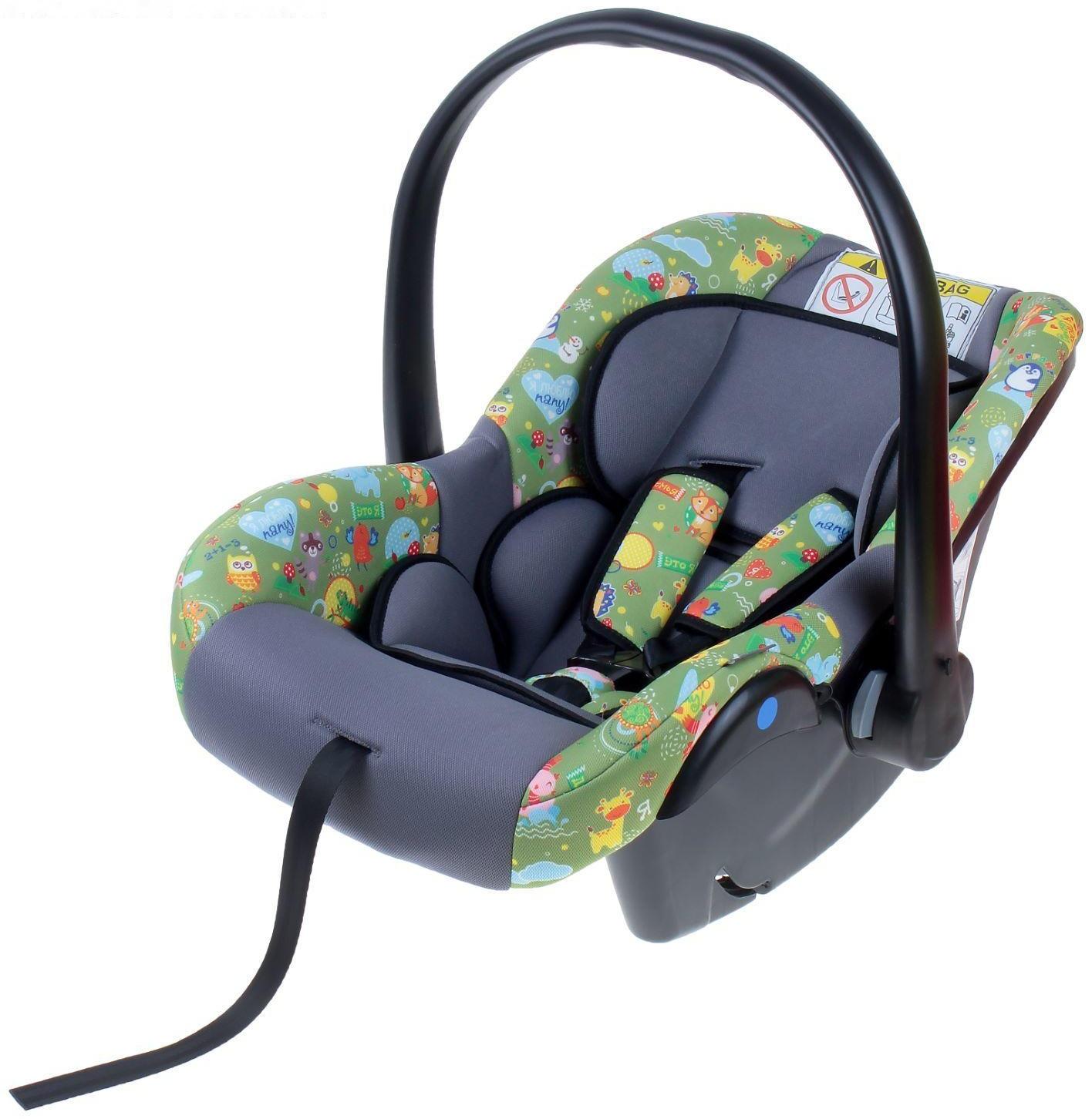 Автокресло Safe+, группа 0+, цвет зелёный «Зверята»