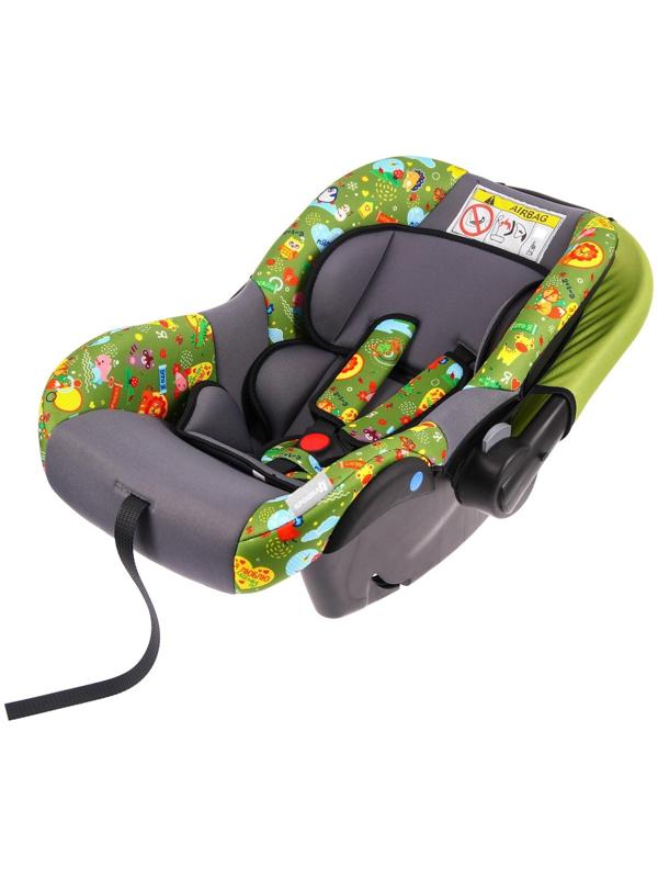 Автокресло Safe+, группа 0+, цвет зелёный «Зверята»