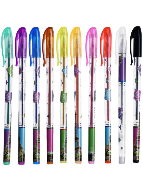 Набор гелевых ручек 10 цветов, металлик, с блестками