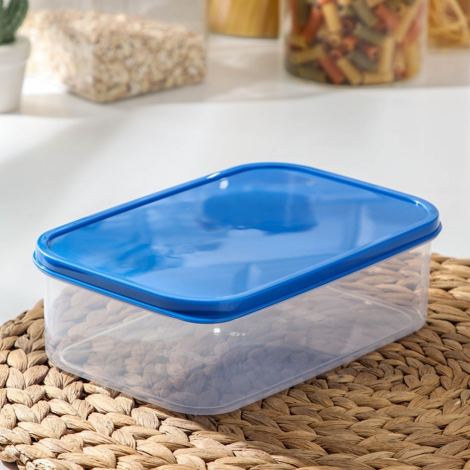 Набор контейнеров пищевых прямоугольных Доляна, 3 шт: 150 мл, 500 мл, 1,2 л, цвет синий