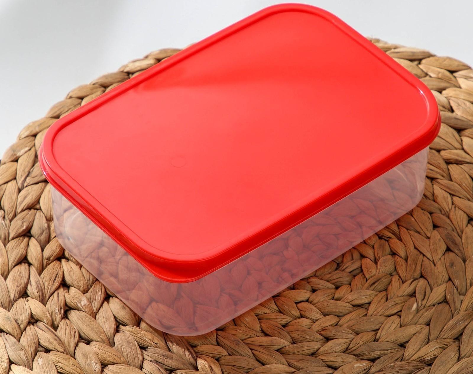 Набор контейнеров пищевых прямоугольных Доляна, 3 шт: 150 мл, 500 мл, 1,2 л, цвет красный