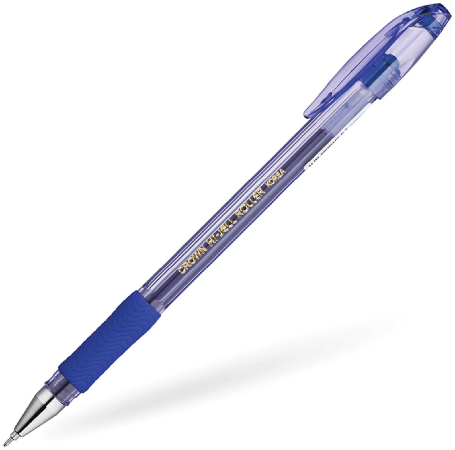 Ручка гелевая Crown HJR-500RNB, чернила синие, узел 0.7 мм, резиновый упор
