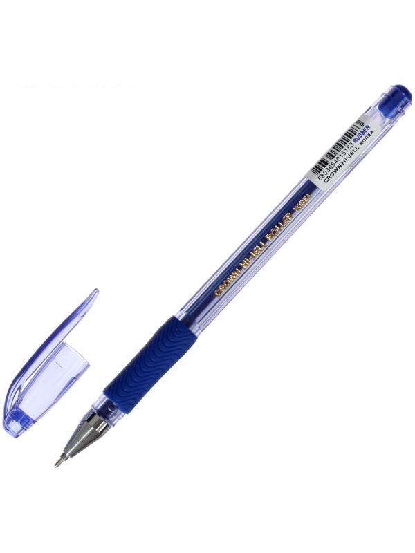 Ручка гелевая Crown HJR-500RNB, чернила синие, узел 0.7 мм, резиновый упор