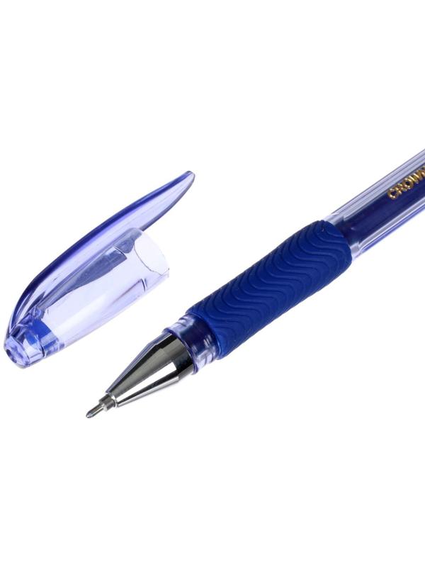 Ручка гелевая Crown HJR-500RNB, чернила синие, узел 0.7 мм, резиновый упор