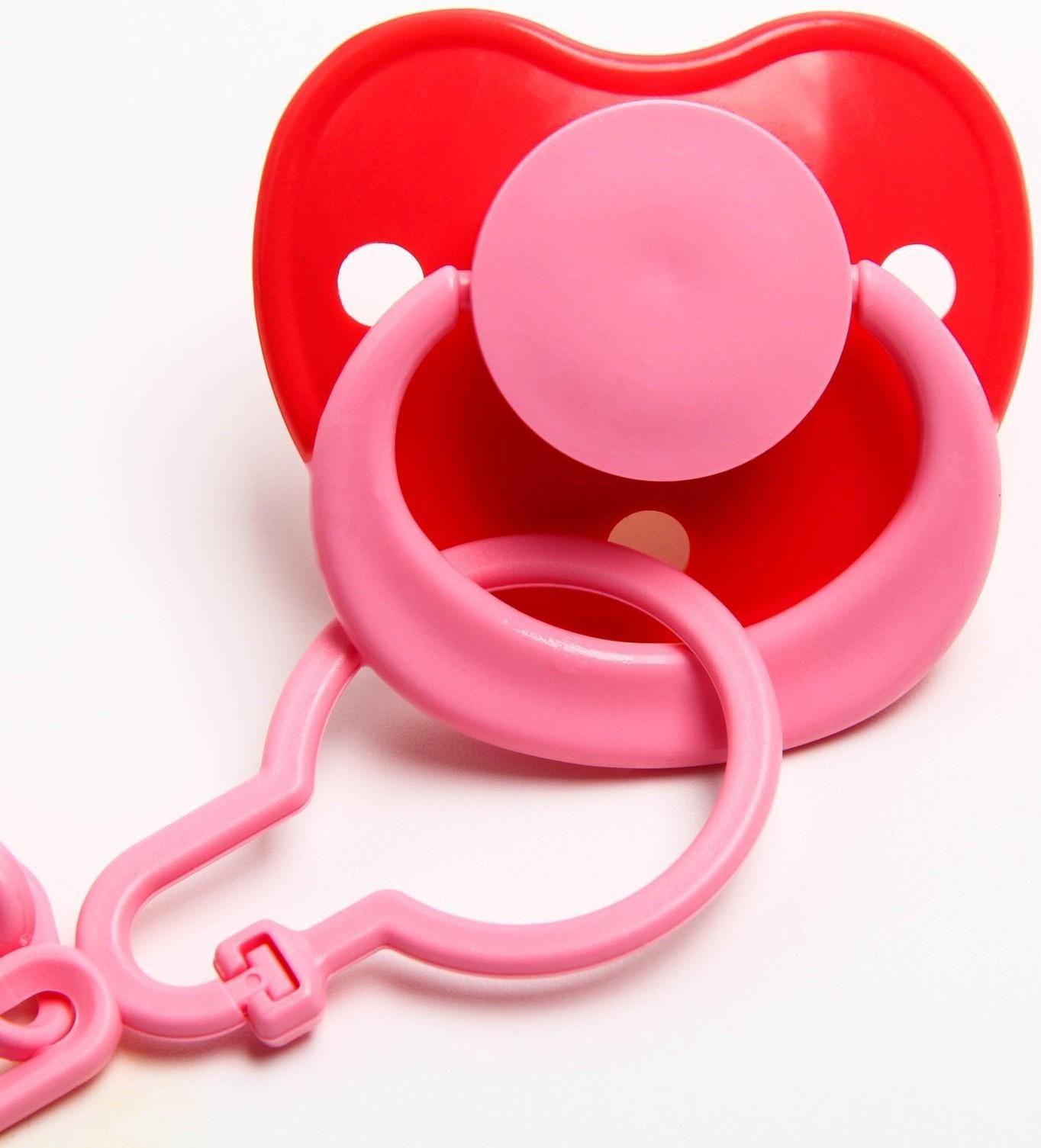 Соска-пустышка ортодонтическая, латекс, от 0 мес., с держателем, «Мур-мур», цвет розовый