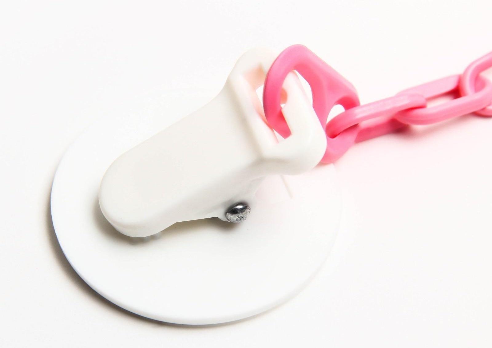 Соска-пустышка ортодонтическая, латекс, от 0 мес., с держателем, «Мур-мур», цвет розовый