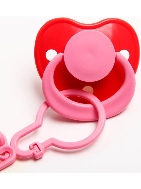 Соска-пустышка ортодонтическая, латекс, от 0 мес., с держателем, «Мур-мур», цвет розовый