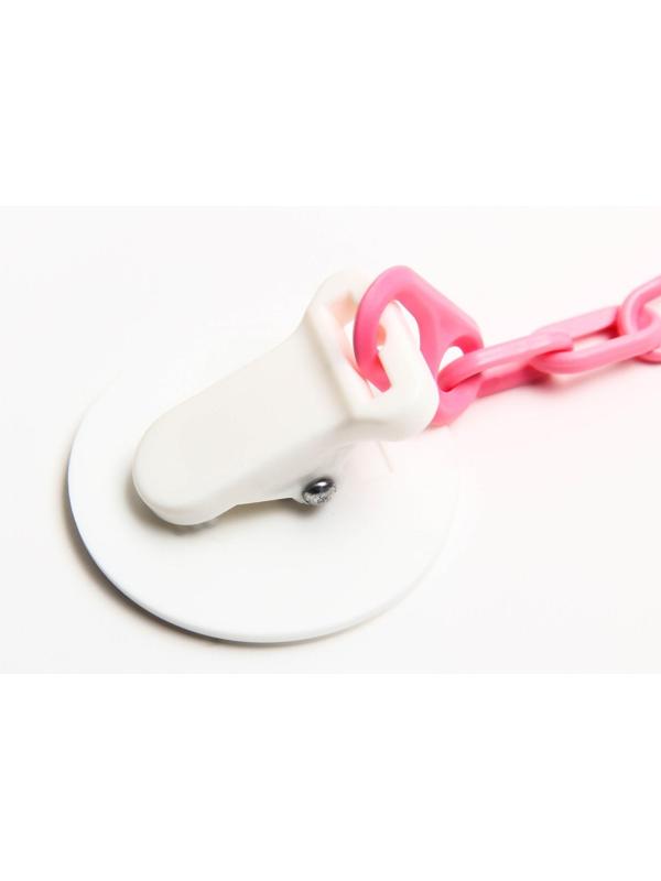 Соска-пустышка ортодонтическая, латекс, от 0 мес., с держателем, «Мур-мур», цвет розовый