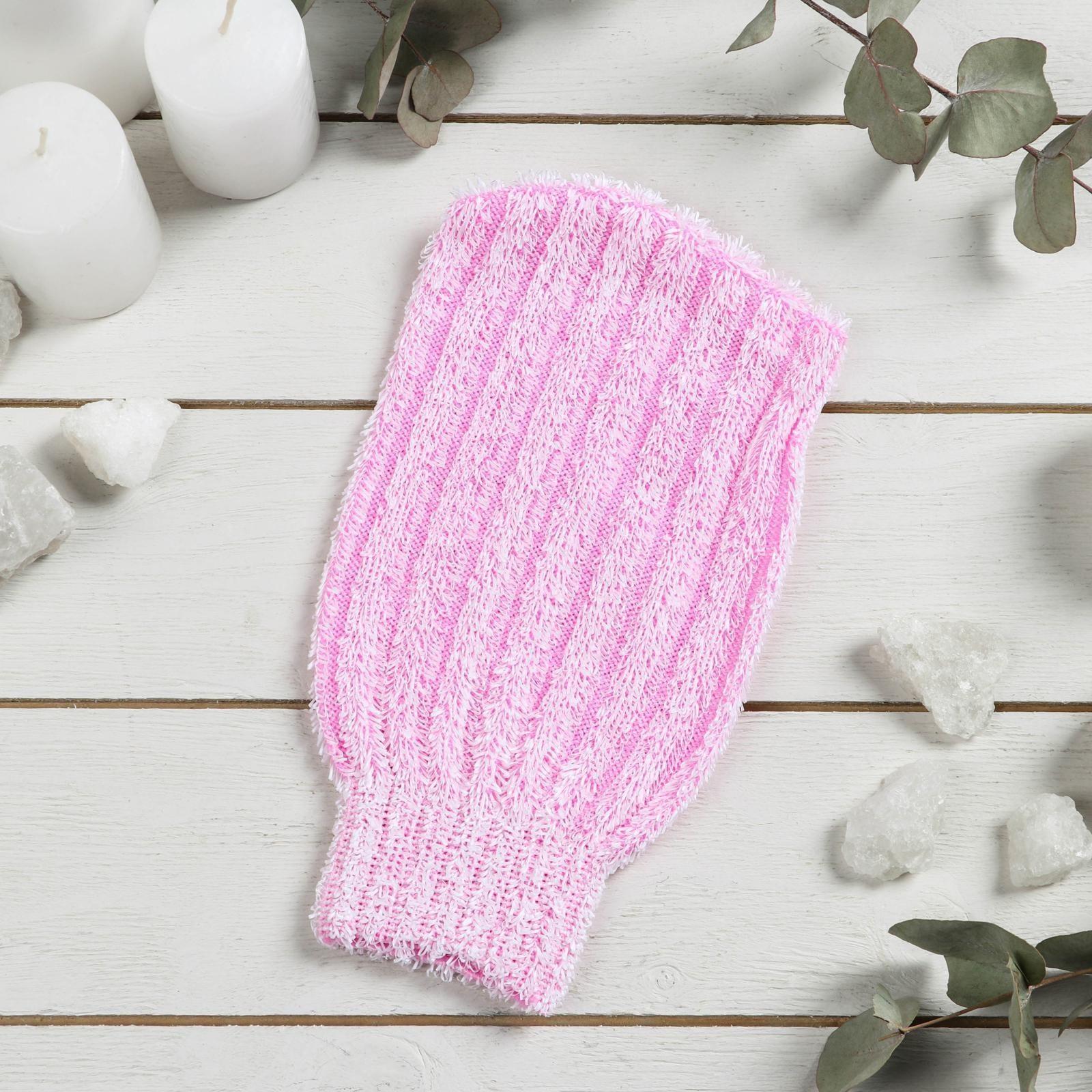 Мочалка-варежка для тела массажная Доляна, 19×11 см, жёсткая, цвет МИКС