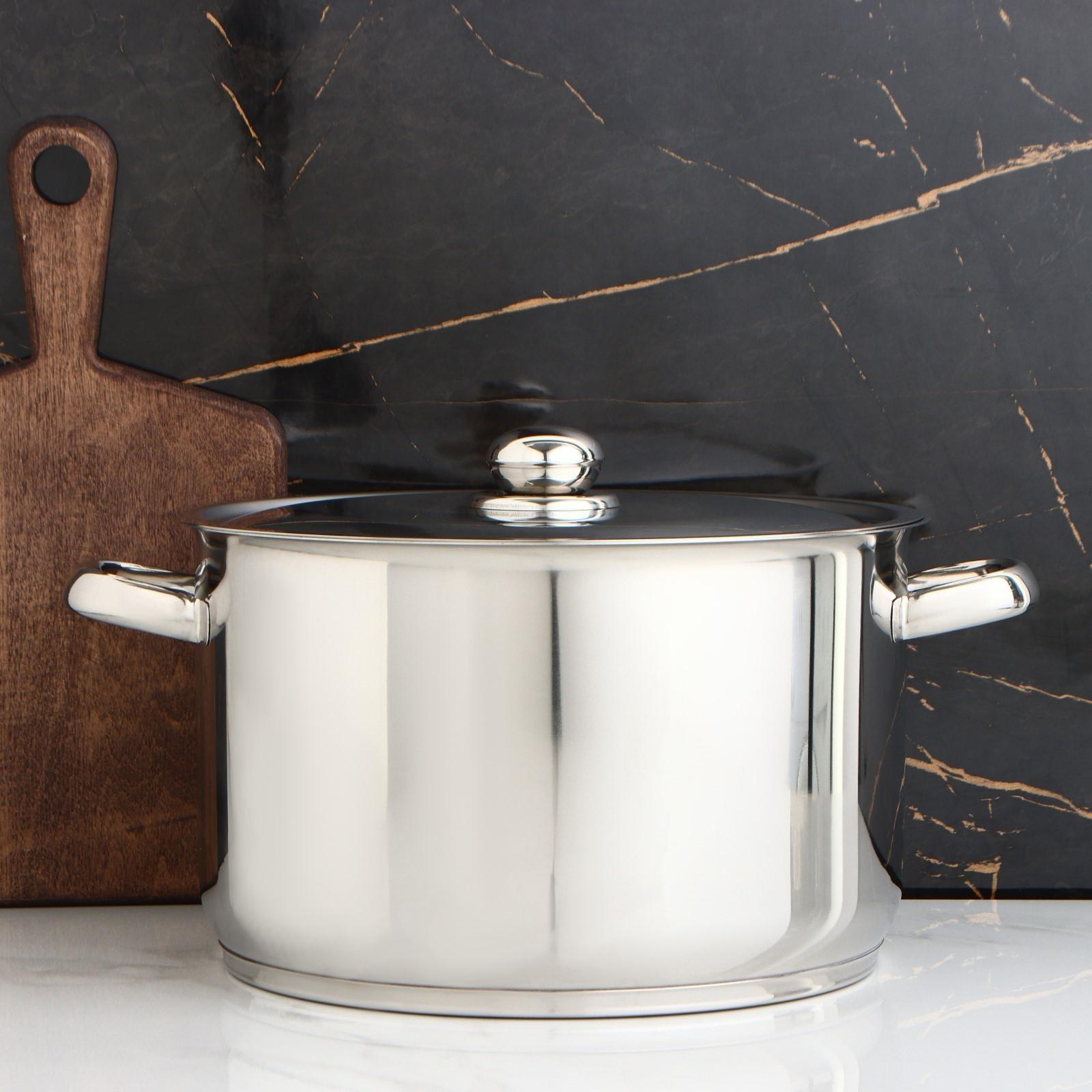 Кастрюля цельнотянутая «Профи», 10 л, d=28 см, металлическая крышка, с теплораспределительным слоем, капсульное дно, цвет серебряный