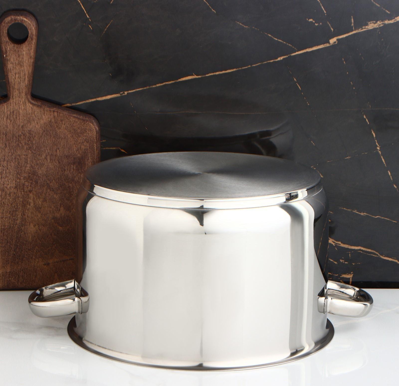 Кастрюля цельнотянутая «Профи», 10 л, d=28 см, металлическая крышка, с теплораспределительным слоем, капсульное дно, цвет серебряный