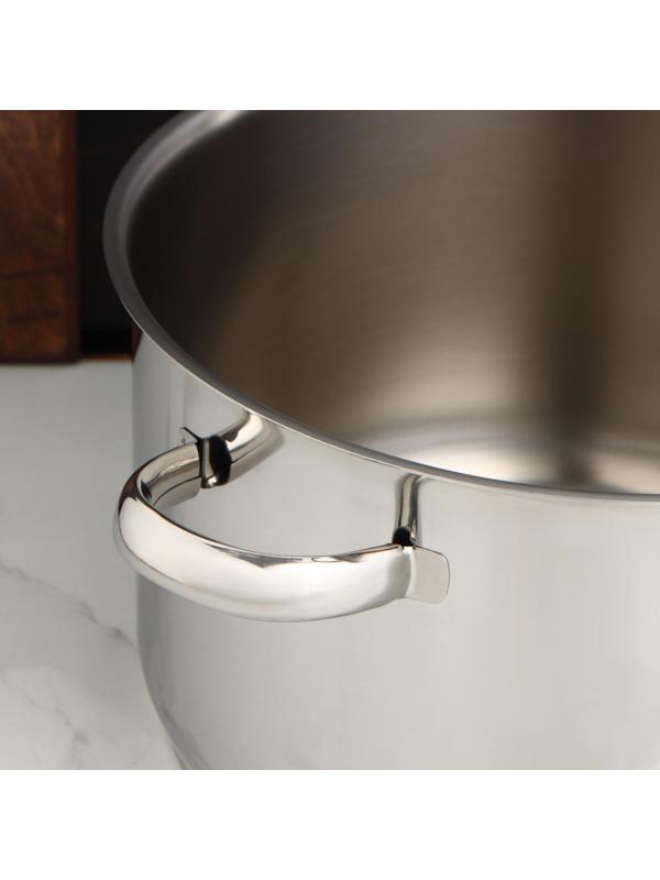 Кастрюля цельнотянутая «Профи», 10 л, d=28 см, металлическая крышка, с теплораспределительным слоем, капсульное дно, цвет серебряный