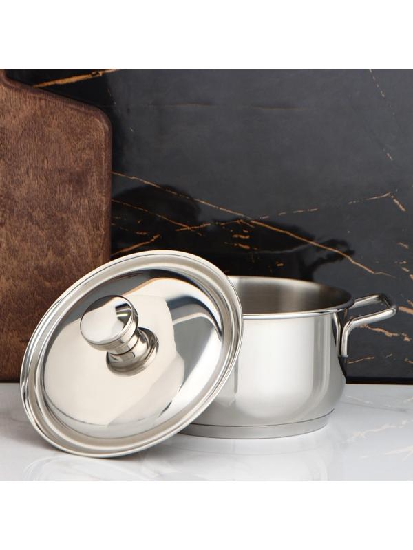 Кастрюля «Классика-прима», 1,5 л, d=16 см, металлическая крышка, капсульное дно, с теплораспределительным слоем, цвет серебряный