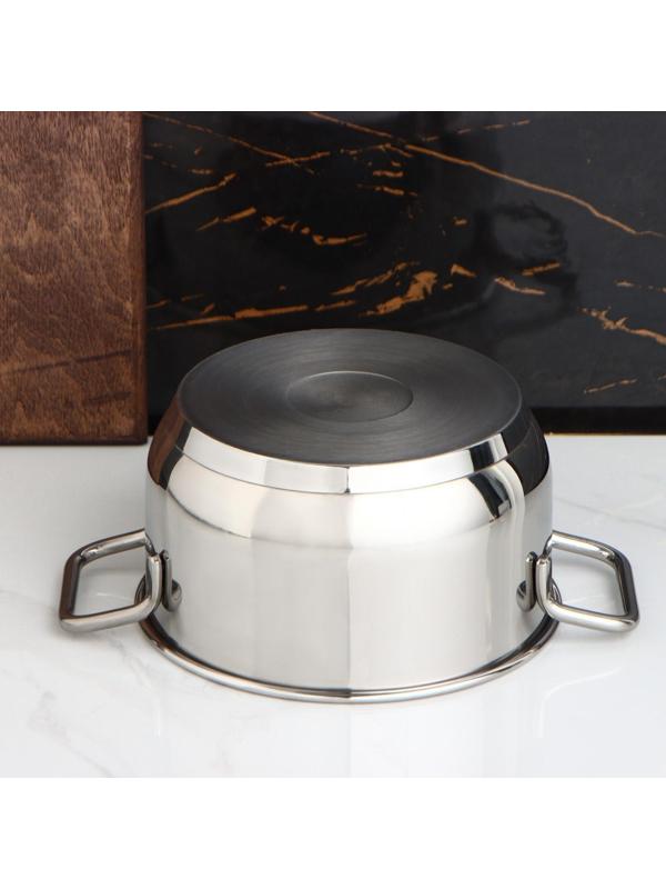 Кастрюля «Классика-прима», 1,5 л, d=16 см, металлическая крышка, капсульное дно, с теплораспределительным слоем, цвет серебряный