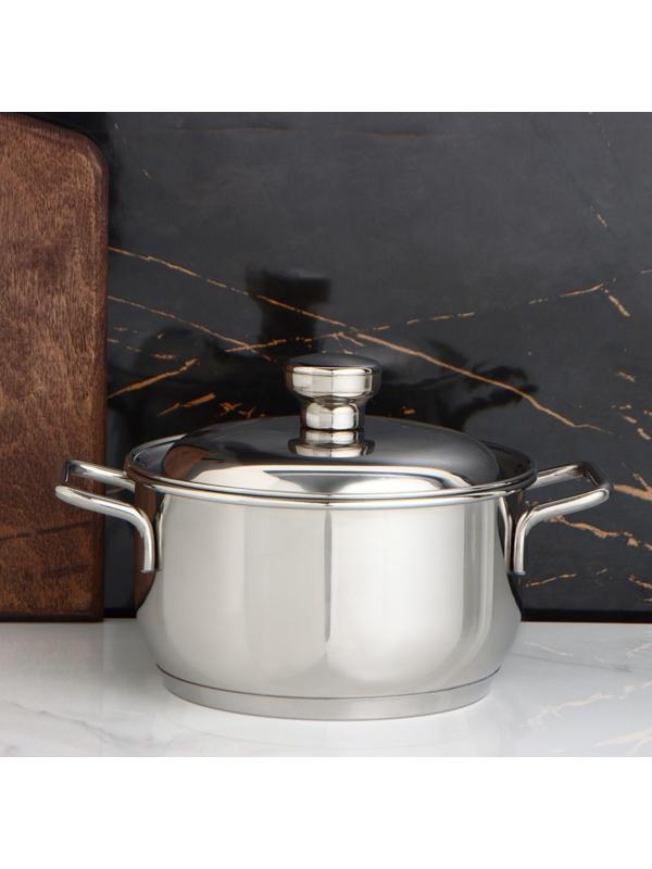 Кастрюля «Классика-прима», 1,5 л, d=16 см, металлическая крышка, капсульное дно, с теплораспределительным слоем, цвет серебряный